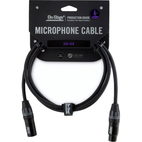 On Stage 6ft Microphone Cable (XLR Male - XLR Female) with Gold-Plated Connectors and Double Shielding