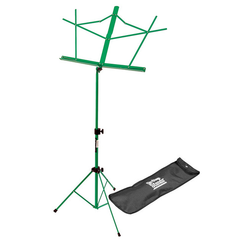 On Stage Green Compact Sheet Music Stand with Bag, Adjustable Height 26"-40", Holds 3 Sheets, Portable Design