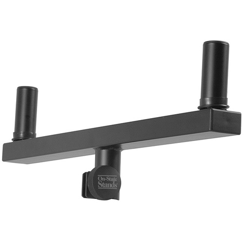 On Stage Dual Pole Mount Speaker Bracket for Two Speaker Cabinets, 60 lbs Capacity, Steel Construction, Black Powder Coat Finish