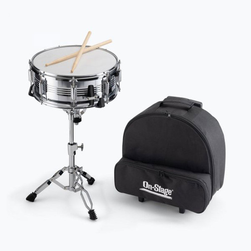 On-Stage SSK2500 Student Snare Drum Outfit with Stand, Sticks, and Rolling Bag (14 x 5.5")