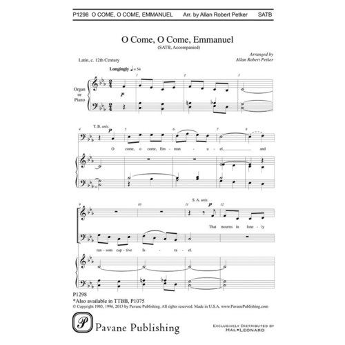 O Come O Come Emmanuel SATB Book