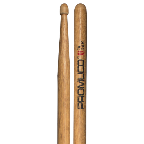 Promuco 18037A Oak 7A Drumsticks with Wooden Tip, 39.7cm Length, 1.4cm Diameter