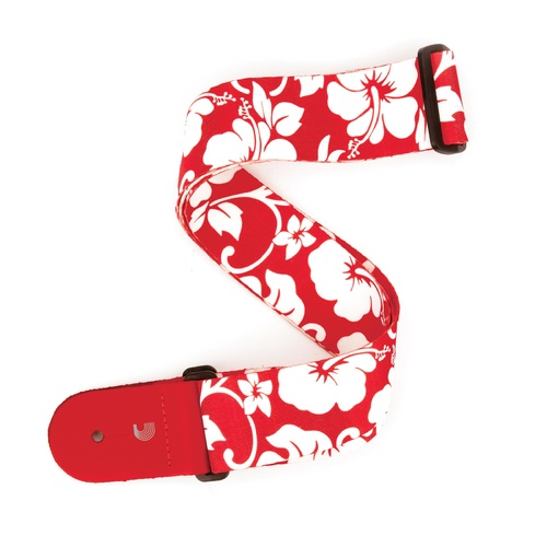 Hibiscus Guitar Strap, Red - by D'Addario