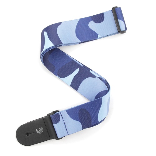 2 Inch Woven Guitar Strap, Camo - Blue, by D'Addario