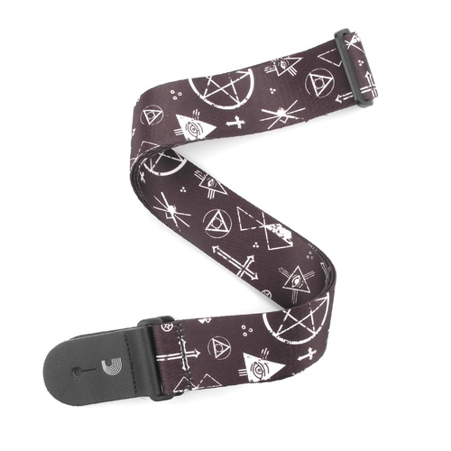 2 Inch Woven Guitar Strap, Mixed Symbols - Black & White, by D'Addario