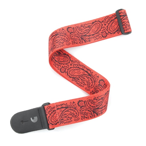 2 Inch Woven Guitar Strap, Paisley - Red, by D'Addario