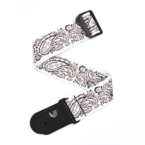 2 Inch Woven Guitar Strap, Paisley - White, by D'Addario