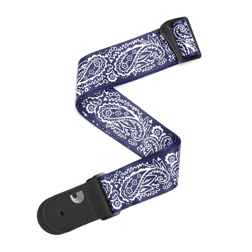 2 Inch Woven Guitar Strap, Paisley - Blue, by D'Addario