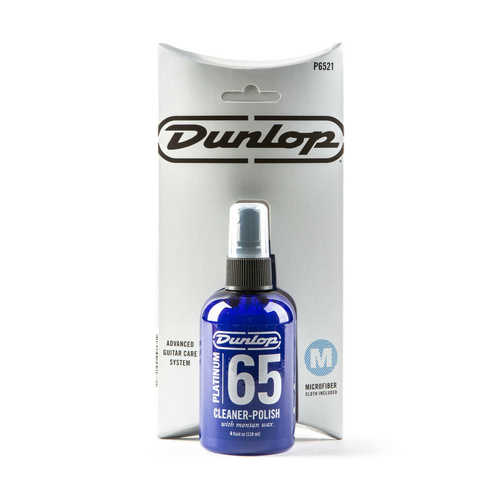 Jim Dunlop Platinum 65 Guitar Cleaner Polish 118ml & Cloth Pack P6521