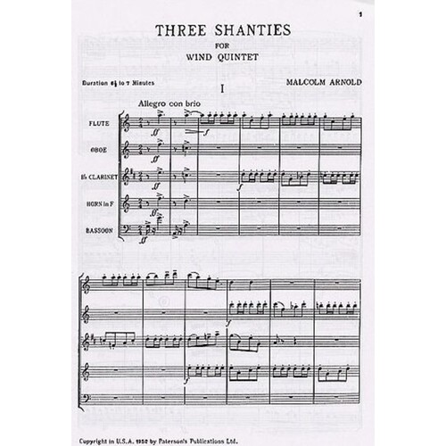 Arnold - 3 Shanties For Wind Quintet Score