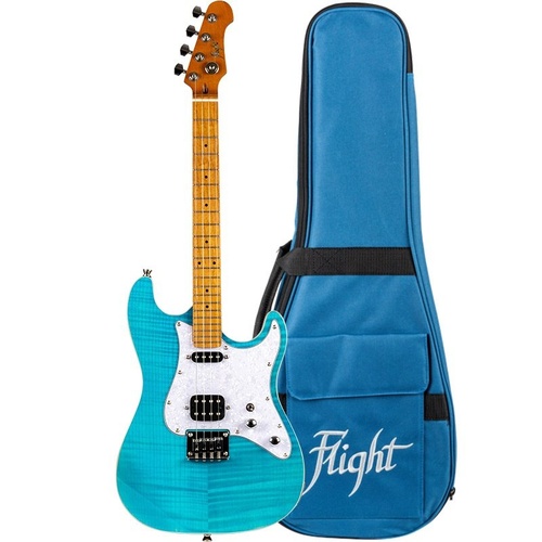 Flight Pathfinder Ocean Blue Baritone Electric Ukulele with Gig Bag