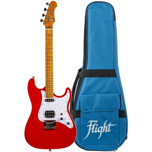 Flight Pathfinder Red Baritone Electric Ukulele - Solid Body Electric Series