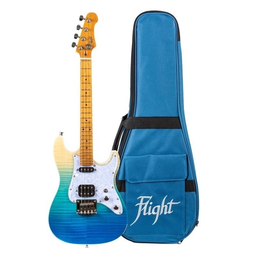 Flight Pathfinder Blue Solid Body Electric Tenor Ukulele with Gig Bag