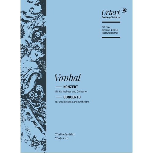 Vanhal - Concerto For Double Bass/Orchestra Study Score Book