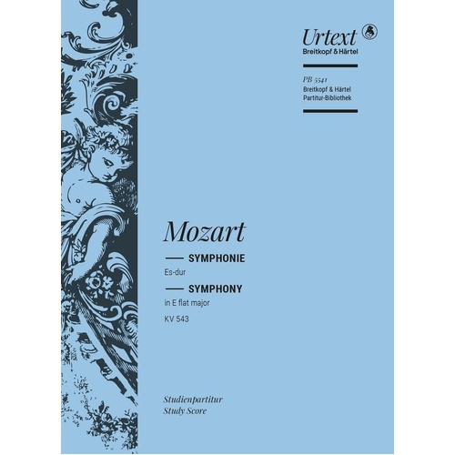 Mozart Symphony No 39 E Flat Major K 543 Study Score by Breitkopf & Härtel, 72 Pages, Orchestra