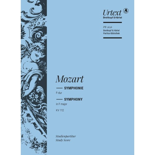 Mozart Symphony No 13 in F Major K 112 Study Score by Breitkopf & Härtel, 24 Pages, Orchestra Edition