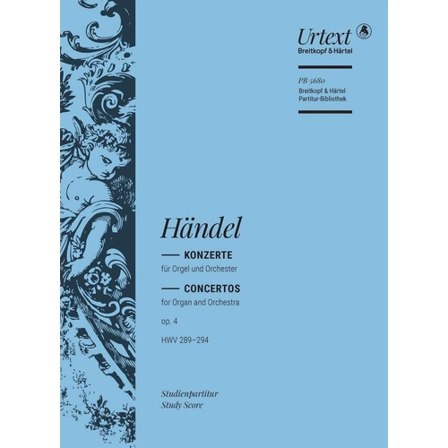 Handel - Organ Concertos Op. 4 HWV 289-294 Study Score by Breitkopf & Härtel, 108 Pages