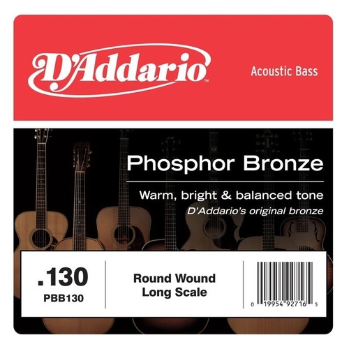 D'Addario PBB130 Phosphor Bronze Acoustic Bass Single Strings Long Scale, .130