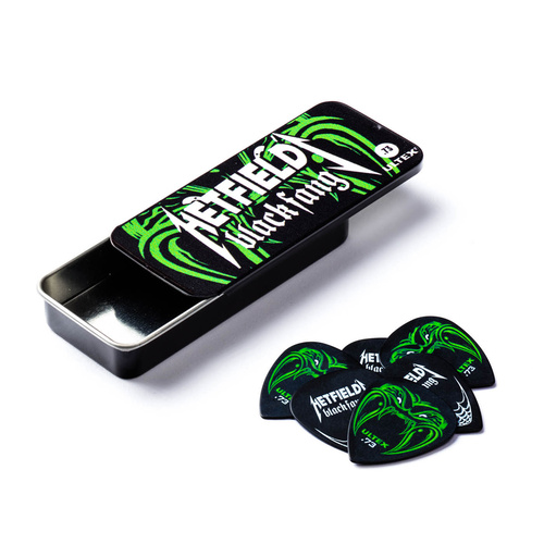Jim Dunlop JAMES HETFIELD Pick Tin + 6 x Black Fang 0.73mm Ultex Picks Metallica