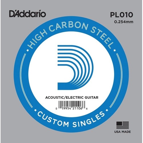 D'Addario PL010 Plain Steel Guitar Single String, .010