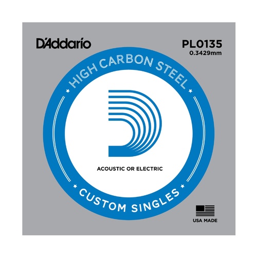 D'Addario PL0135 Plain Steel Guitar Single String, .0135