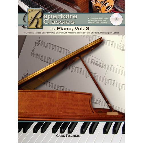 Repertoire Classics for Piano V3 Book/CD by Carl Fischer - 96 Pages, Includes Performance Tracks and Master Class Lessons