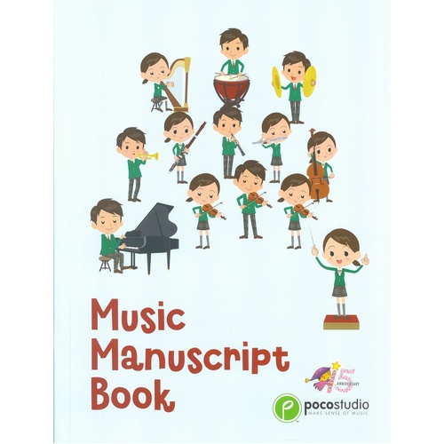 Poco Music Manuscript Book for Orchestra, 8 Staves per Page, 32 Pages