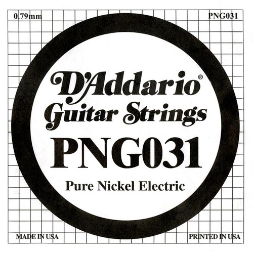 D'Addario PNG031 Pure Nickel Electric Guitar Single String, .031