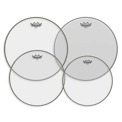Remo Pro Pack Emperor Clear 10" 12" 14" FREE 14'' Ambassador Coated
