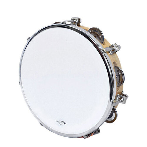Percussion Plus 8" Wooden Tuneable Tambourine with 6-Single Rows of Jingles