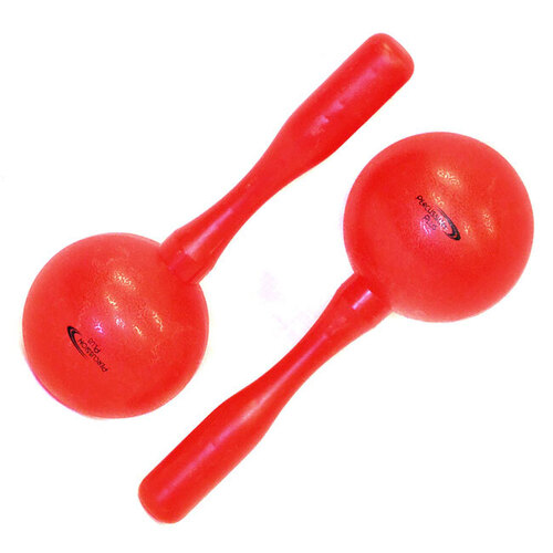 Percussion Plus Red Round Head Plastic Maracas, 21cm Length, 8cm Head Diameter, Sold as Pair