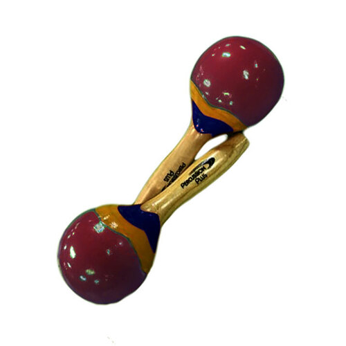Percussion Plus Wooden Mini Maracas - Red & Patterned Finish, 13cm Length, 5cm Head Diameter, Sold as Pair