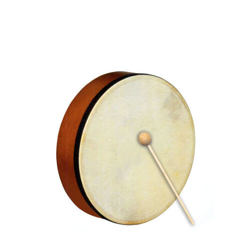Percussion Plus 6" Handheld Frame Drum with Wooden Beater, Natural Wood Finish