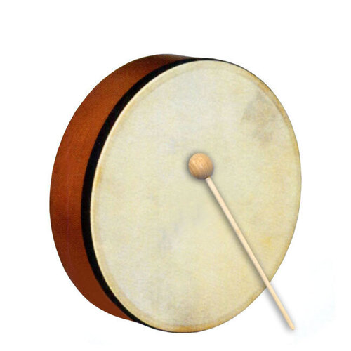 Percussion Plus 8" Handheld Frame Drum with Wooden Beater, Natural Wood Finish