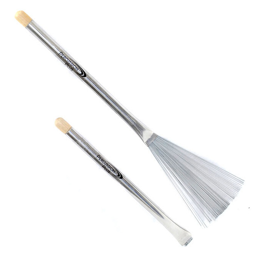 Percussion Plus Non-Retractable Wire Drum Brushes with Thin Metal Handle (Pair)