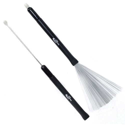 Percussion Plus Retractable Wire Drum Brushes with Nylon Tip Ends - Pair