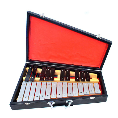 Percussion Plus 25-Note Glockenspiel with Black Wooden Case and Beaters