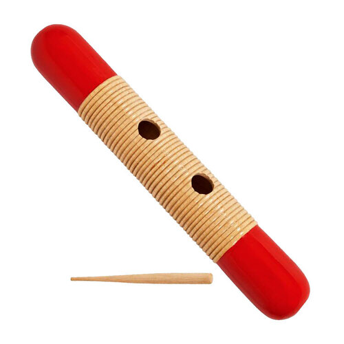 Percussion Plus Large Wooden Guiro 40cm with Striker - Red and Natural Finish