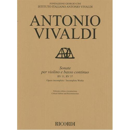 Vivaldi - Sonatas Rv 11 Rv 37 Violin/ Basso Continuo (Softcover Book)