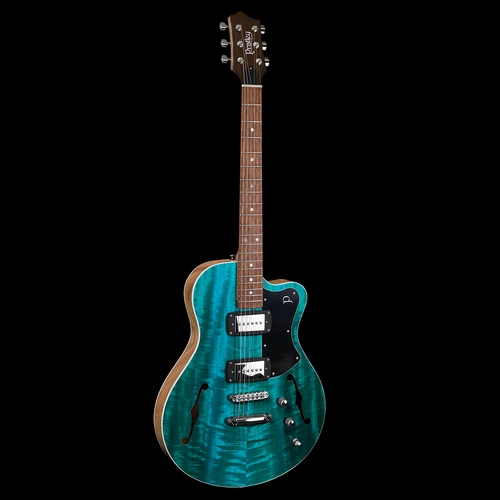 Pratley Electric Semi-Hollow Blue Lagoon Single Cut SD Phat Cat P90 Set PRSH90-TLB