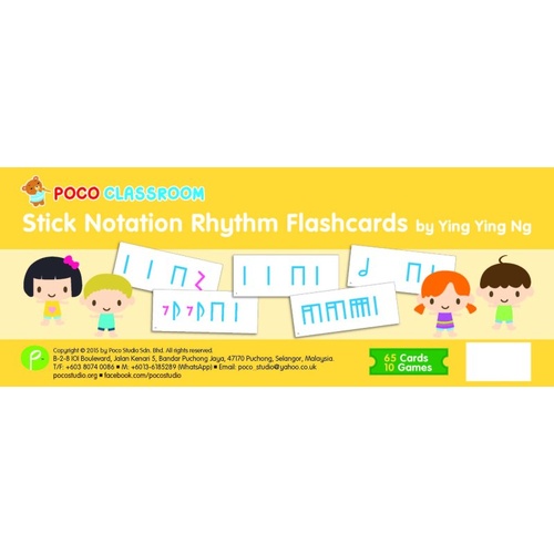 Poco Studio Stick Notation Rhythm Flashcards Set for Young Musicians