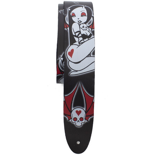Perris 2.5" Leather Hi-Res "Temptation Hearts" Licensed Guitar Strap by David Bollt, Adjustable 42.5" to 56"