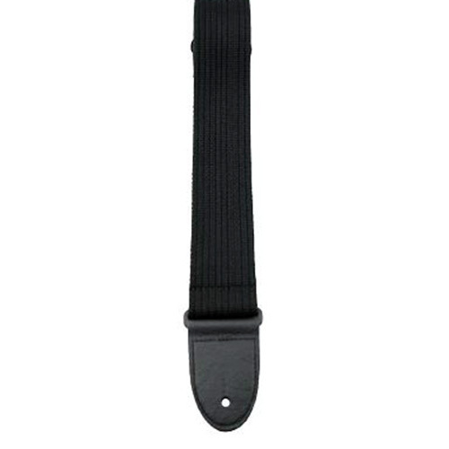 Perris 2" Black Cotton Guitar Strap with Leather Ends, Adjustable 39" to 58"