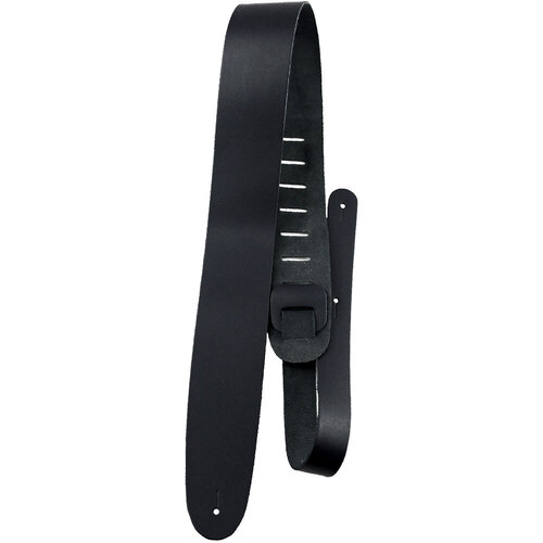 Perris 2.5" Black Leather Guitar Strap, Adjustable 41" to 56"