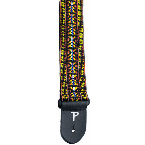 Perris 2" Poly Pro Mexicana Pattern Guitar Strap with Black Leather Ends, Adjustable 39" to 58"