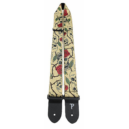Perris 2" Jacquard Guitar Strap with Skull & Roses design