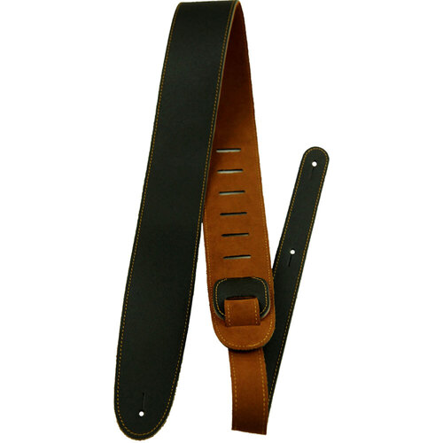 Perris 2.5" Reversible Black Leather & Natural Suede Adjustable Guitar Strap
