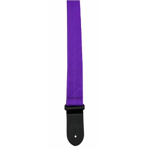 Perris 2" Purple Poly Pro Guitar Strap with Black Leather Ends, Adjustable 39" to 58"