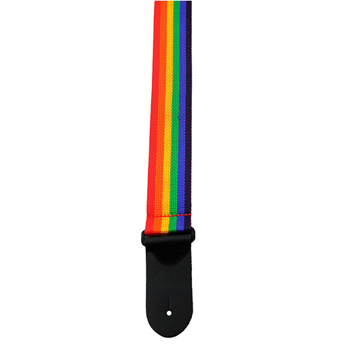 Perris 2" Rainbow Poly Pro Guitar Strap with Black Leather Ends, Adjustable 39" to 58"