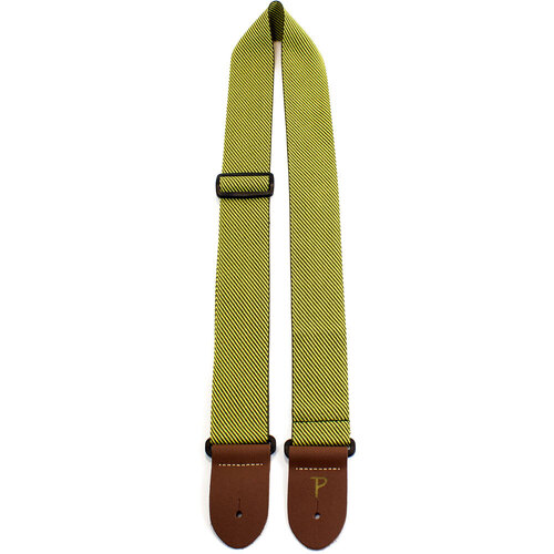 Perris 2" Deluxe Tweed Pattern Nylon Guitar Strap with Brown Leather Ends, Adjustable 39" to 58"